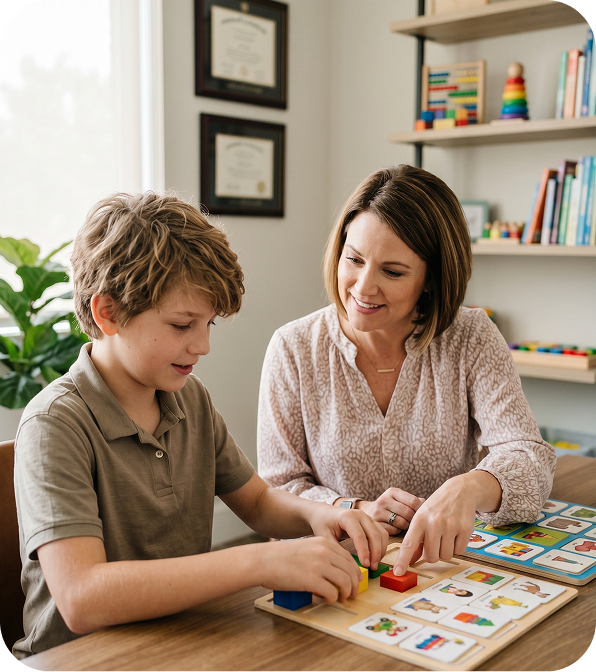 Clinician working with child in West Texas